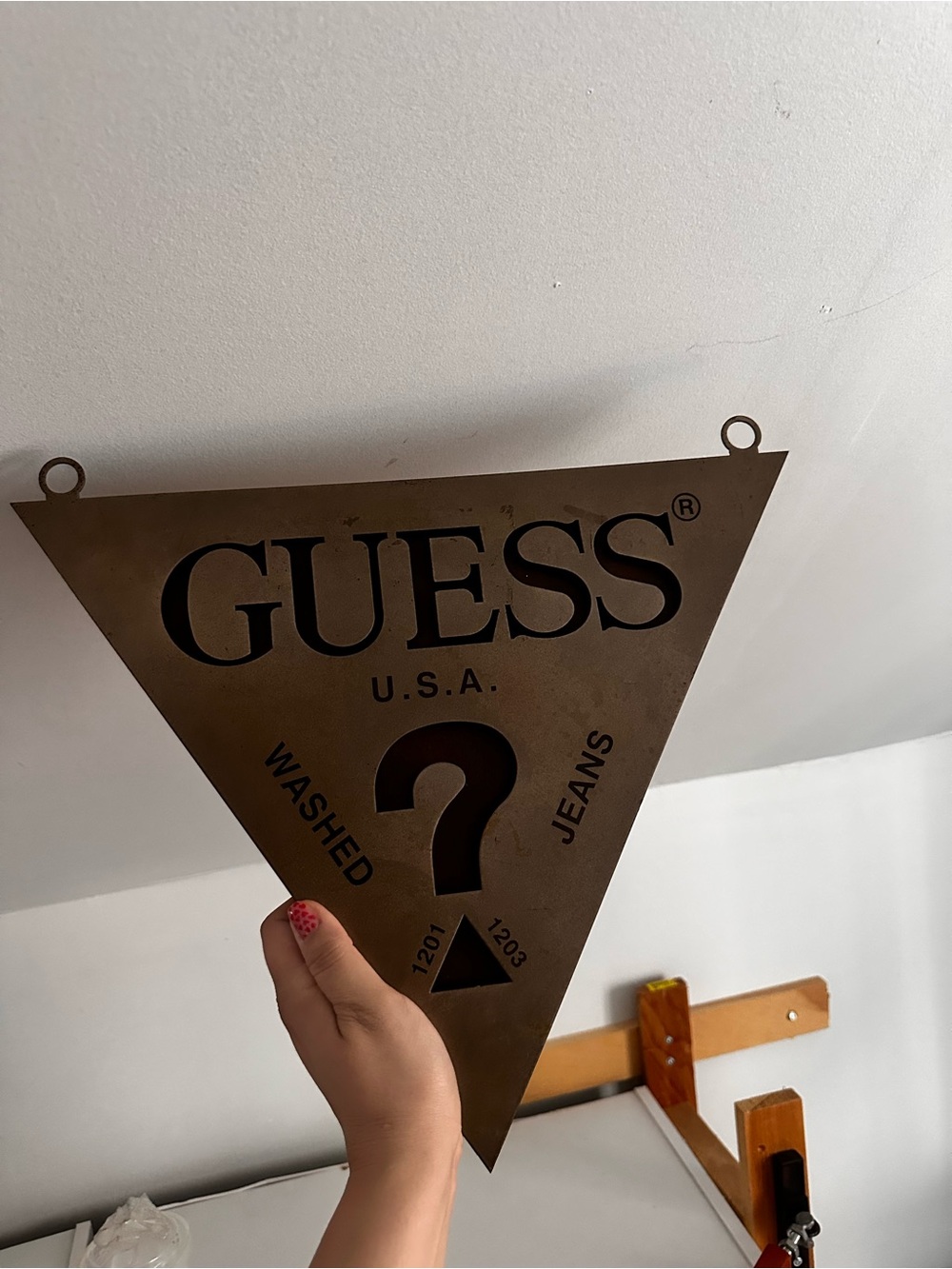GUESS Logo Sign- Brown - Picture 2 of 2